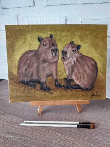 Capybara coppia dipinti - , ad