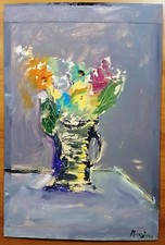 QUADRO VASO DI FIORI OLIO SU