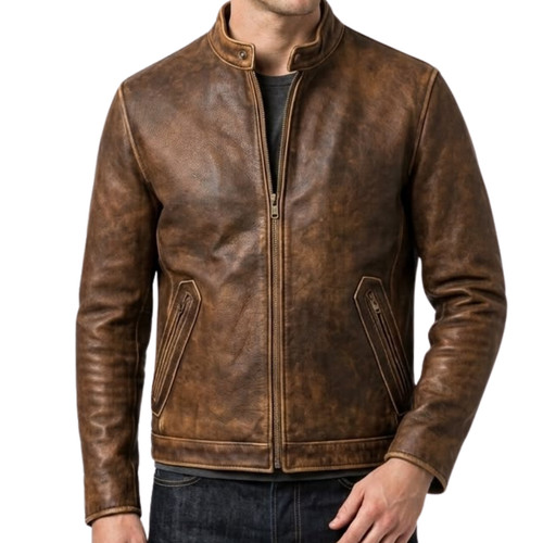 Giacca pelle uomo biker