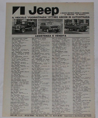 Advert pubblicità 1981 jeep - advert,