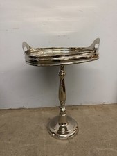 Tavolinetto vassoio vintage, da nave, in metallo cromato, 68x47cm. Stato molto