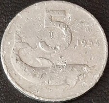 ITALIA 5 LIRE 1954, DELFINO  -