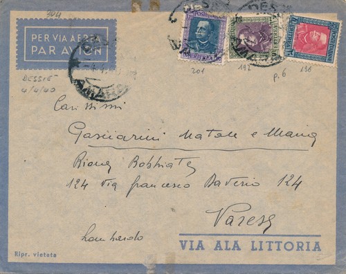 Eritrea 1940 busta - eritrea,