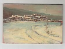 Quadro olio PIANZOLA RENZO Paesaggio con neve 15x10 Villaggio 1