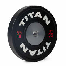Titan Fitness 55 LB Piastra Paracolpi Singola Elite Competizione, Codifica Colore Rosso