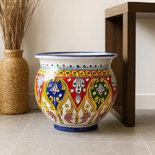Vaso Cachepot Gaspò in Ceramica Stile Caltagirone Decorato a Mano –Ø40cm