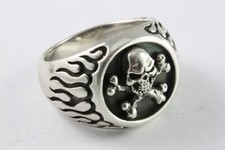 Anello Teschio Freemason Tattoo Biker 925 Argento Reale