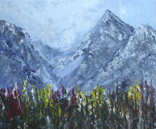 Quadro moderno Valle dei fiori olio su tela  dim 30x25 cm dipinto a mano