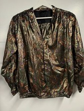 Camicetta vintage anni 80 POGIA by D. Polimeni iridescente lamé metallizzato top 12