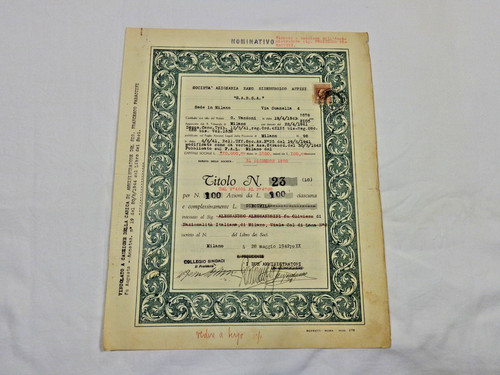 Certificato azionario - certificato,
