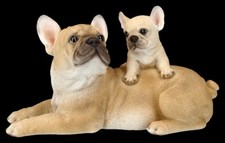 Statua da giardino cani - Bulldog francese con cucciolo - HotAnt statua decorativa giardino