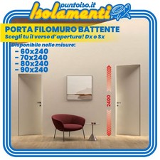 Porta Ermetika XReverX Filo Muro Battente Apertura a Scelta Destra/Sinistra