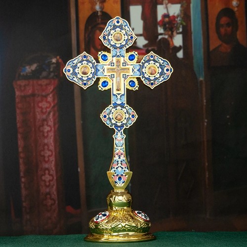 Croce chiesa ortodossa blu con - blu,