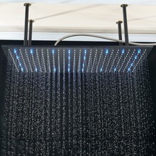 LED 40x80cm Soffione doccia quadrato alta pressione cascata ottone nero