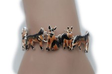 Donna Argento Metallo Polso Bracciale Moda Gioielli Ciondolo Cane Amante Animali
