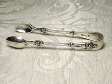 Antico piatto inglese argento apostolo pinze zucchero Giovanni tondo e S 1876 pinzetta