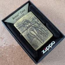 Accendino Zippo Marlboro cowgirl metallo ottone dorato