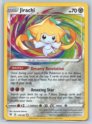 Carta pokemon jirachi 119 185 - carta,