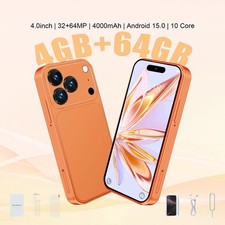 Smartphone Mini HD arancione sbloccato 4G GSM 4G+64GB cellulare Android