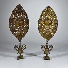 Antichi vasi Porta palma Palmette Settecentesche in Bronzo Epoca 700 Liturgia