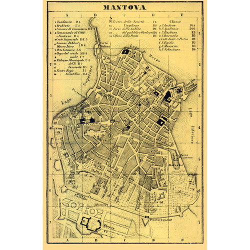 Mappa storica mantova italia - mantova,