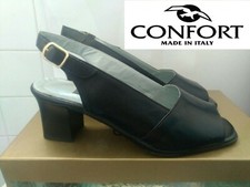 CONFORT Sandalo Scarpa Donna Plantare Pelle Nero MADE IN ITALY N°35 NUOVO