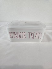 Rae Dunn "Raindeer Treats" Contenitore in ceramica per pasticceria natalizia con coperchio - 
