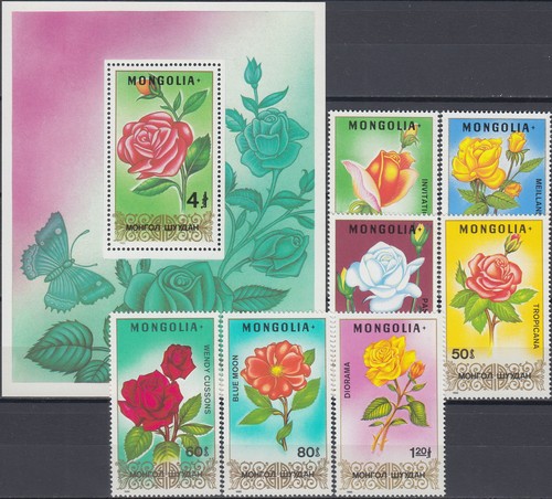 Set mongolia rose s 1988 - mongolia, s/s