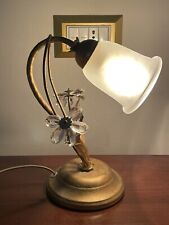 Lampada Classica abat-jour comodino foglia Oro/GOLD Cristalli e vetro satinato