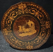 Tavolino sorrentino in radica di betulla - Intarsi in acero, ebano - Datato 1935