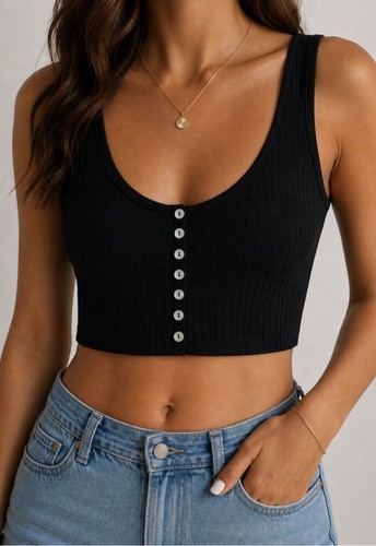Zara donna button crop - zara, top