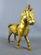 Statua cavallo legno orientale oro intagliato scultura vintage anni ‘60