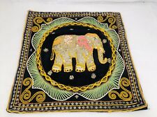 Arazzo Kalaga birmano tailandese vintage elefante ricamato perline 13”X 13”
