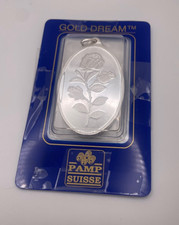 Ciondolo ovale vintage Pamp Suisse Rose 1 oz .999 argento fine in confezione