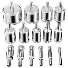 15 Seghe Tazza Diamantate Ø6-50 mm Punte Trapano Vetro Piastrelle Marmo Ceramica