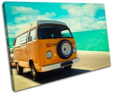 Camper Van Hippy Peace Beatle VW Retro Vintage Canvas Art Picture Print Photo