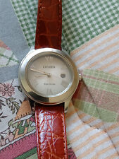 Orologio analogico Citizen cinturino 14 pelle marrone rosso sistema eco drive