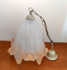 LAMPADARIO IN VETRO AVORIO DECORATO PER INGRESSO CORRIDOIO