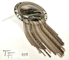 XXL Spilla Rimorchio Landschaftsachat 925er Argento Fatto a Mano Firmato Z457