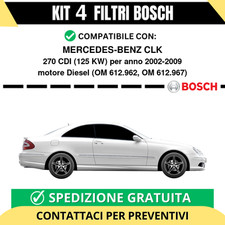 KIT BOSCH 4 Filtri tagliando per MERCEDES-BENZ CLK 270 CDI 125 kw Diesel 2002...