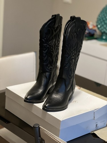 Stivale texano pelle nero - texano,