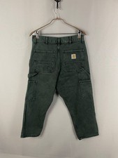 Pantalone uomo Carhartt doppio ginocchio taglia S grigio cotone cintura passante tasche cargo