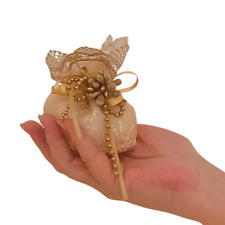 Sacchetto bomboniera ecrù organza ricamata 12 pezzi, portaconfetti confezionato