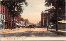 West Main Street, Norwalk Ohio - 1908 Cartolina Rotografo Spedita Divisa Retro