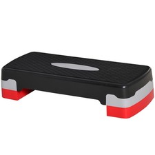 HOMCOM Step per Aerobica con Altezza Regolabile 10-15cm 68x29cm Nero e Rosso