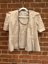 Giacca blazer vintage Leslie Fay Petite taglia 10 marrone manica corta spalline