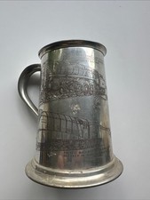 Tazza birra inglese vintage in peltro ferrovia 