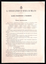 1898-MUSICA-CONSERVATORIO MILANO-GALLIGNANI-ALUNNI STRAORDINARI A PAGAMENTO