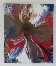 Quadro Astratto dipinto a mano Opera unica Smalti Su Tela  40x 60x5 Agettob