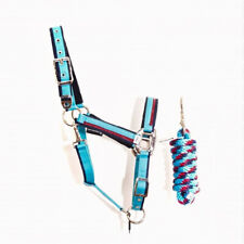 EQUESTRO Capezza cavezza longhina lunghina cavallo COB nylon turchese red trim